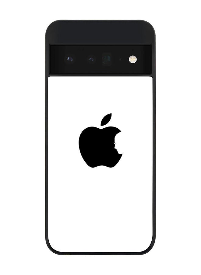 Stylizedd حافظة حواف سوداء متينة لجوجل بيكسل 6 برو 5G، حافظة رفيعة، حواف مطاطية مرنة، مضادة للسقوط، غلاف TPU جل رقيق - تفاح ستيف - أبيض - Image 1