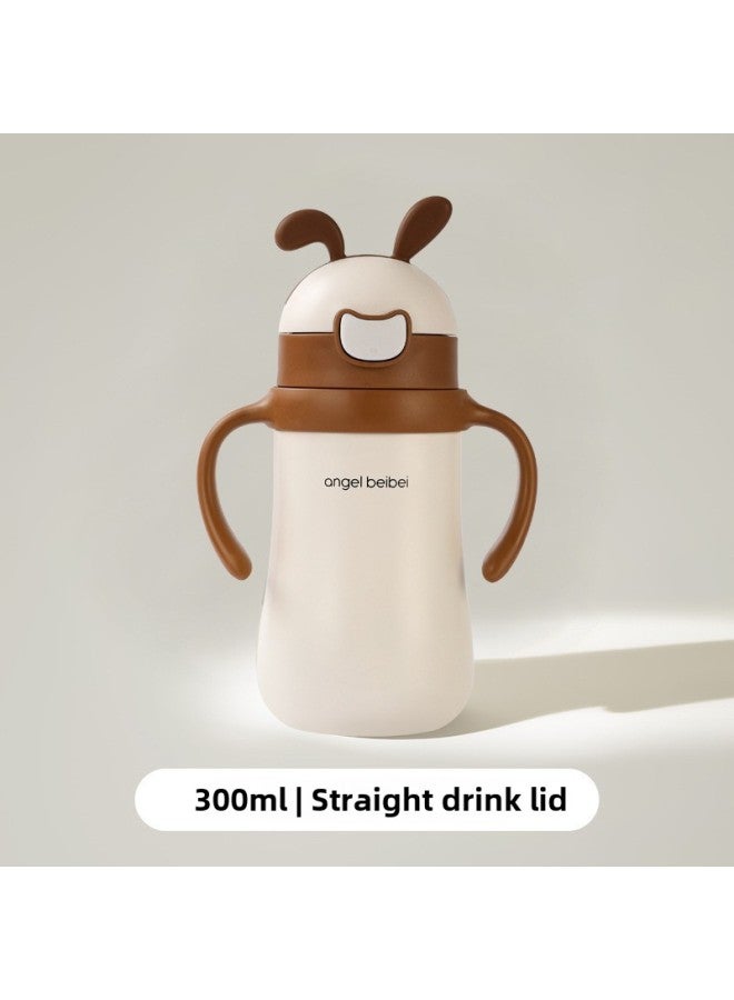 Thermally Insulated Stainless Steel 316 Water Cup With Straw For Babies And Children Anti-Choking Learning Drinking Cup With Handle-Color:Coffee-Capacity:Coffee Straw Cover - Image 1