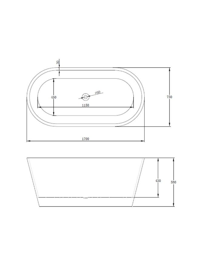 DANUBE HOME Milano Freestanding Bathtub Oval Wa5012-1 170X75Cm White | Acrylic Free Standing Bathtub | Floor Standing Bath Tub For Toilet Bathroom Washroom - White  - Image 4