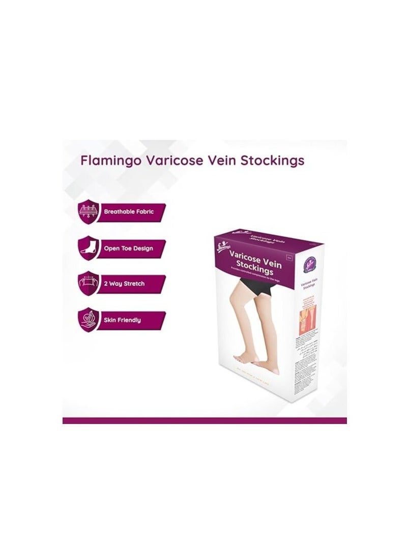 Flamingo Varicose Vein Stockings | Graduated Compression for Effective Swelling Reduction, Leg Pain Relief, and Enhanced Circulation | For Men and Women | Size - XL | 1 Pair | - Image 4
