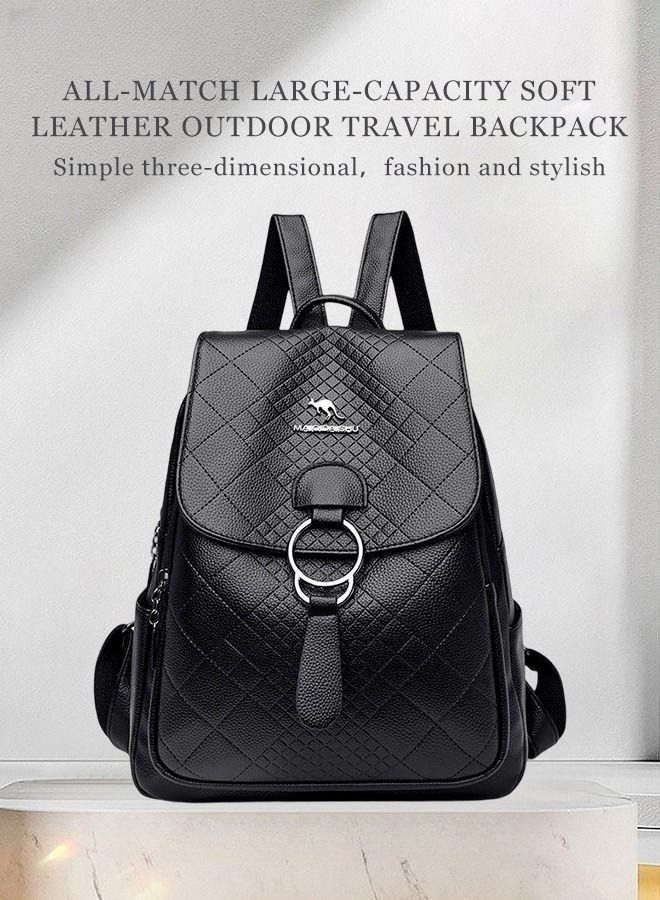 MIXDE Women's New Women's Bag Shoulder Bag Trendy Fashion Soft Leather Mommy Casual Large-Capacity Backpack Fashionable on The Street Tidy Storage - Image 1