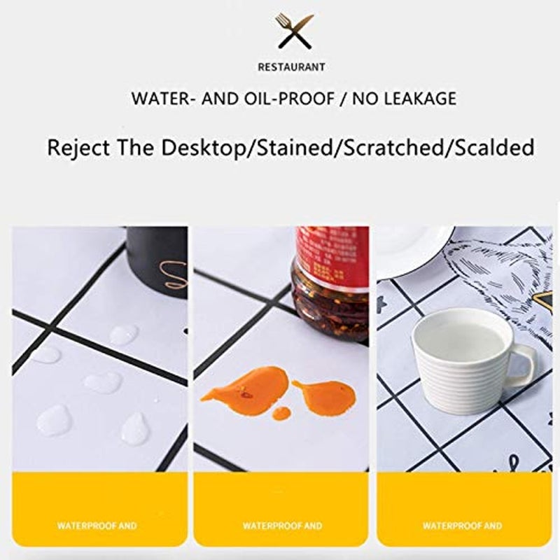 ALKAYAN Generic Rectangular PVC Woven Vinyl Tablecloth, Waterproof Oilproof Plaid Dining Tablecloth, Kitchen Decorative, Elegant Small Grid, 90 x 140 cm - Image 2