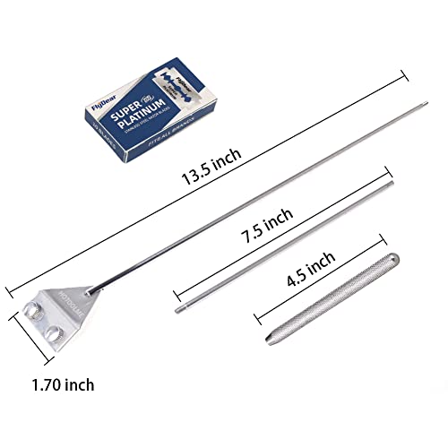 HOTOOLME Aquarium Scraper, 25.6" Stainless Steel Scraper Cleaning Razor with 10 Blades for Glass Aquarium Fish Tank - Image 3