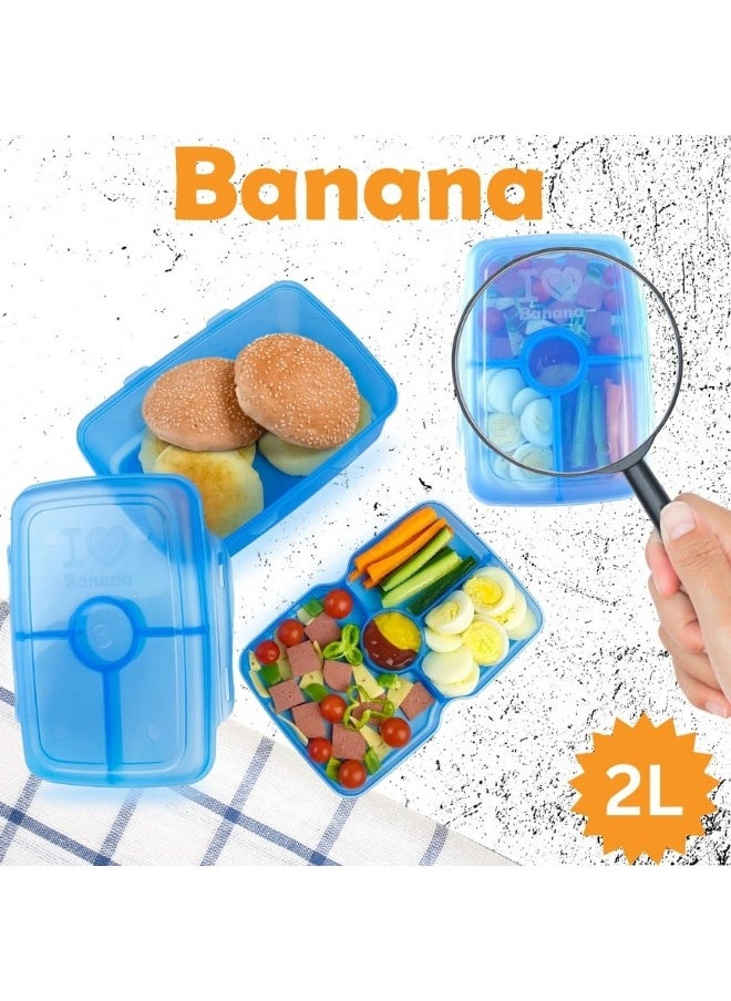 Banana - Lunch box 2 liters divided into two floors (Dark Blue) - Image 1