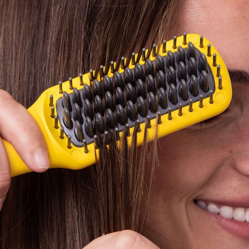 Drybar The Baby Brush Crush Mini Heated Straightening Brush, Corded Electric, Yellow - Image 4