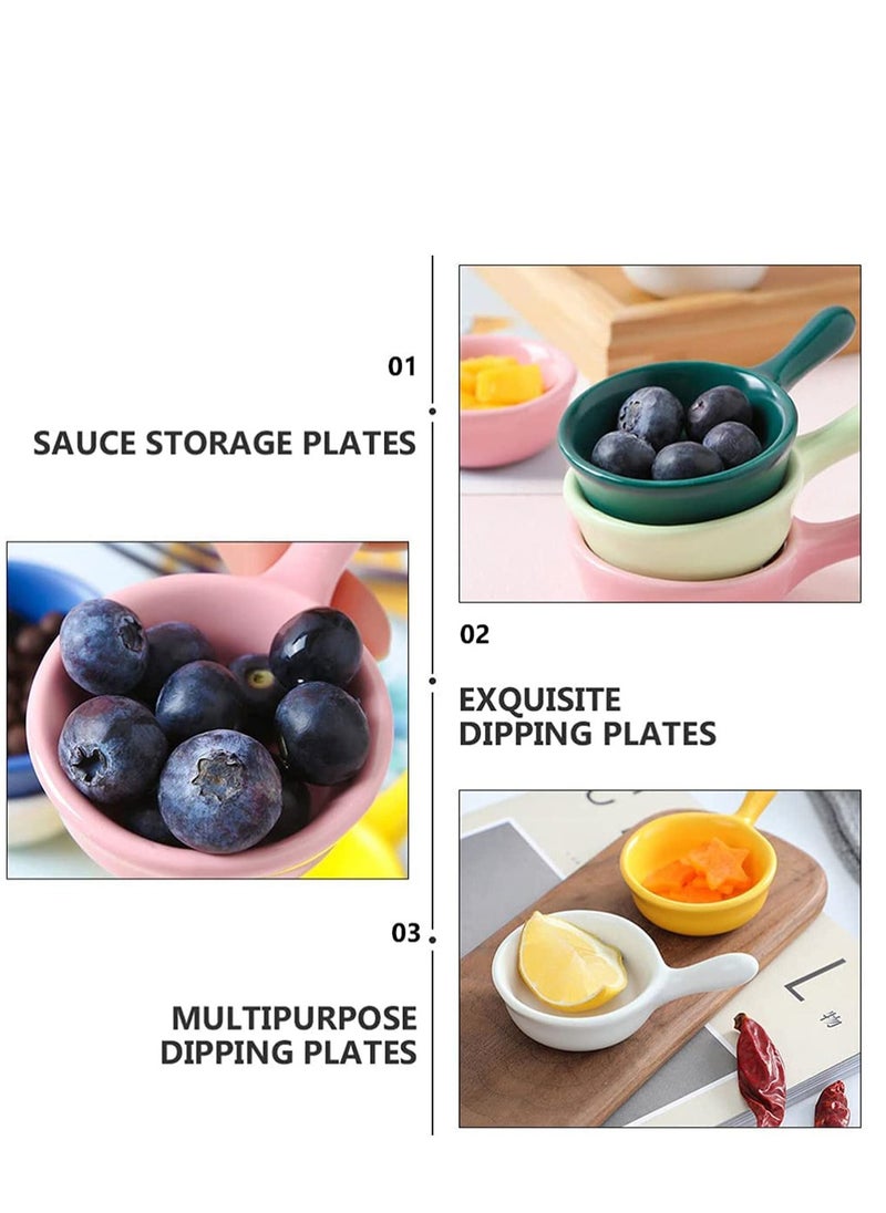 Generic - Ceramic Sauce Dishes Chip & Dip Sets Colorful Mini Bowl Set Ketchup Side Dish Tableware Condiment Relish Plate Seasoning Soy Sauce Dishes Stackable Ramekins with Grip Handle (Colorful 5 Pcs) - Image 1