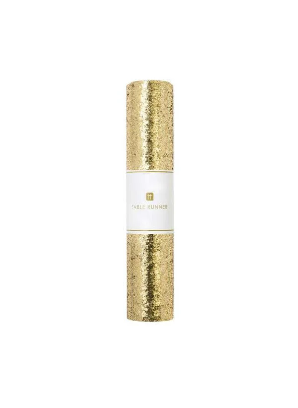 توكينج تيبلز Luxe Gold Pu Glitter Table Runner. 3M.