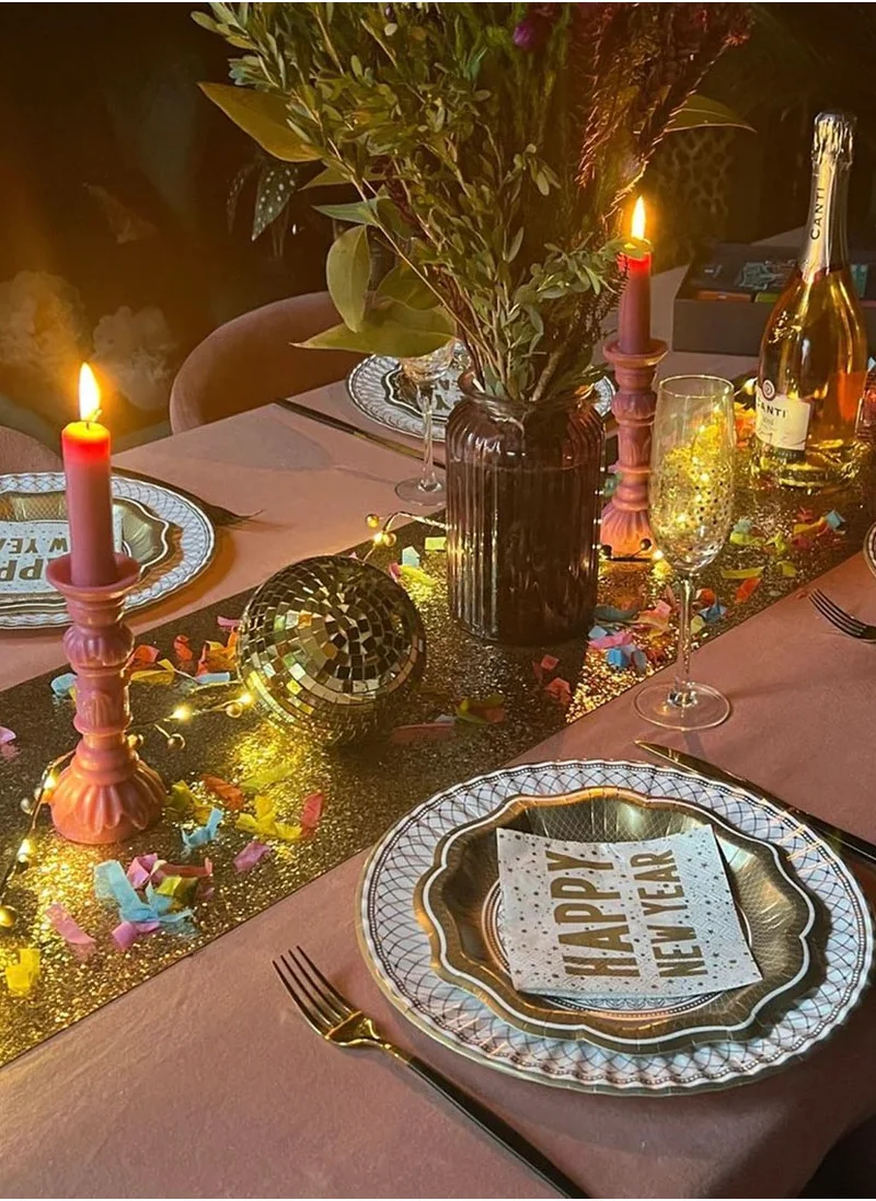 Talking Tables Luxe Gold Pu Glitter Table Runner. 3M.