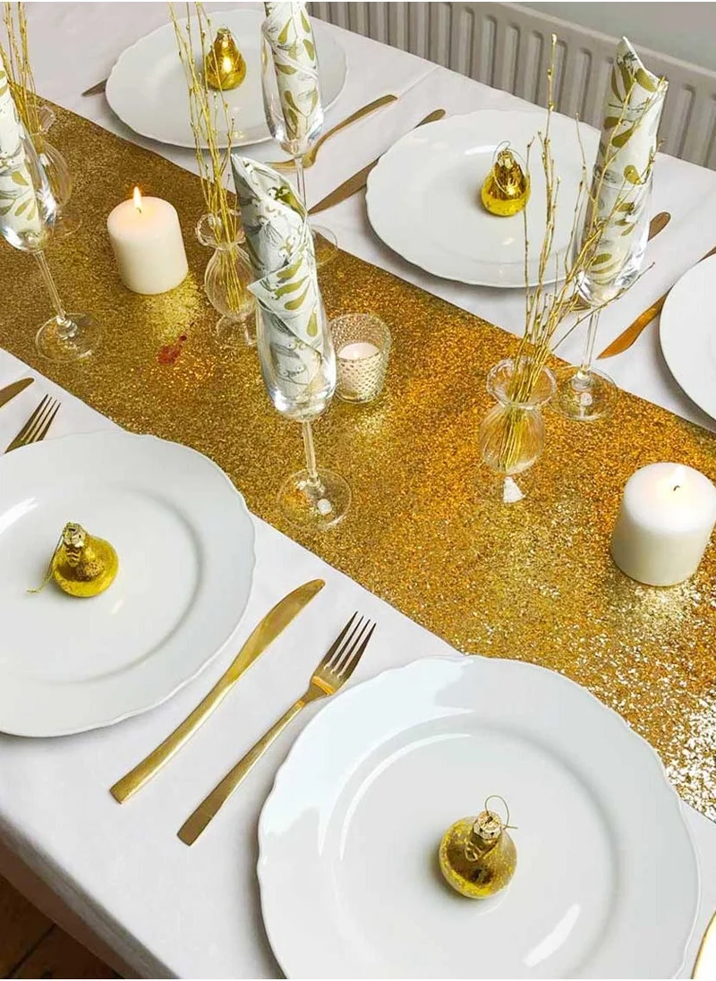 Talking Tables Luxe Gold Pu Glitter Table Runner. 3M.