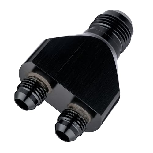 EVIL ENERGY 10AN Male to Parallel Exit Dual 6AN Male Y Block Fitting Splitter Adapter Aluminum Black - Image 1