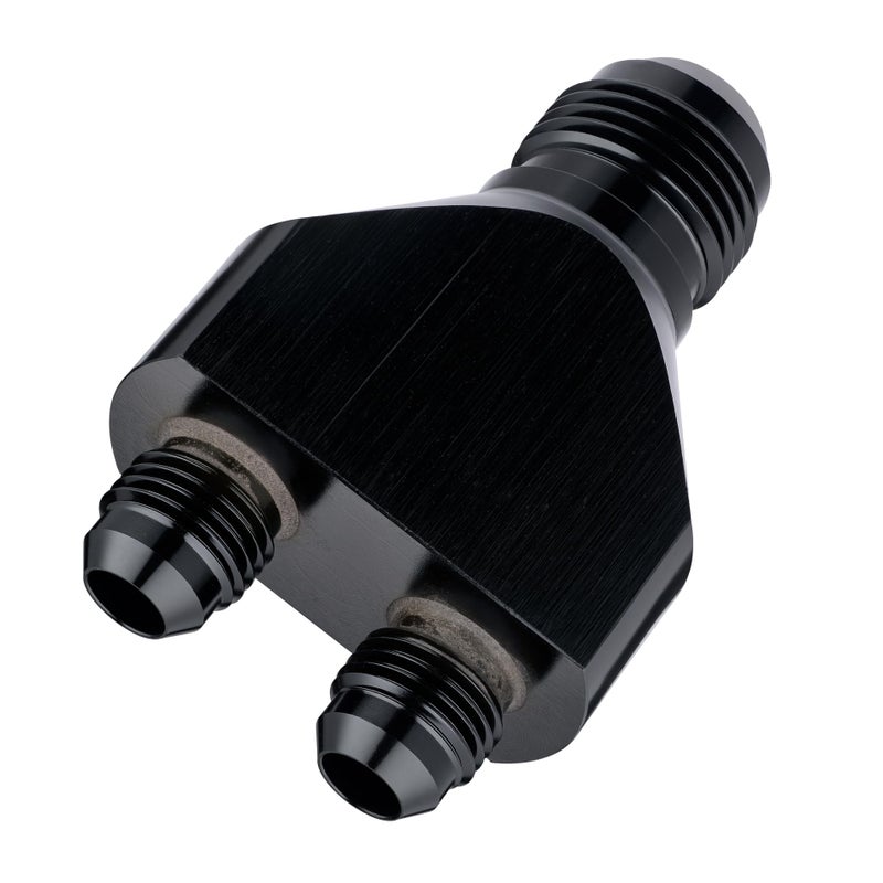 EVIL ENERGY 10AN Male to Parallel Exit Dual 6AN Male Y Block Fitting Splitter Adapter Aluminum Black - Image 2