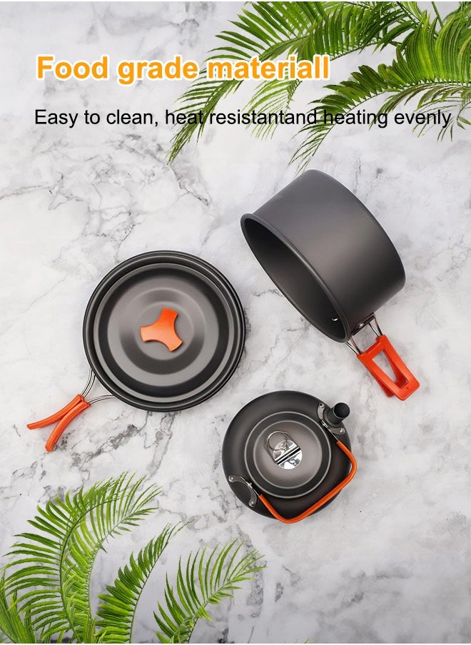 Occuwzz 14 Pcs Camping Cookware Set Non Stick Family Backpacking Cooking Set Lightweight Stackable Pot Pan Bowls with Storage Bag for Outdoor Hiking  - Image 4