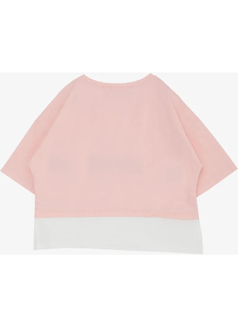 Breeze Girls Crop T-Shirt Side Slit Text Printed 9-14 Years Pink