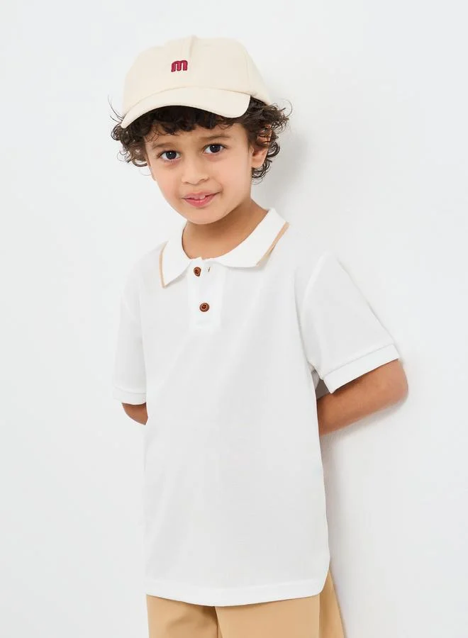 Styli Styli Solid Polo T-Shirt and Shorts Set