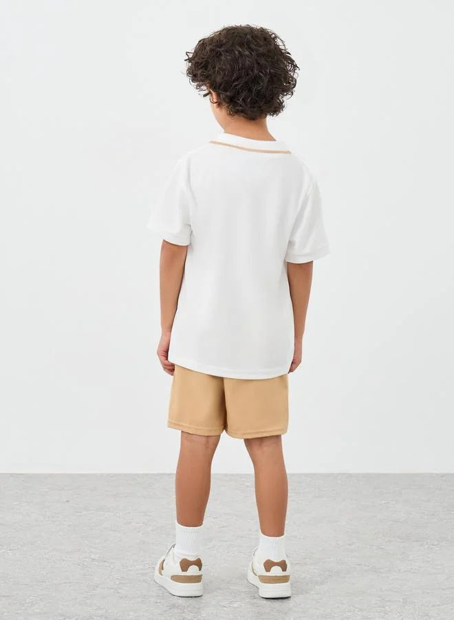 Styli Styli Solid Polo T-Shirt and Shorts Set