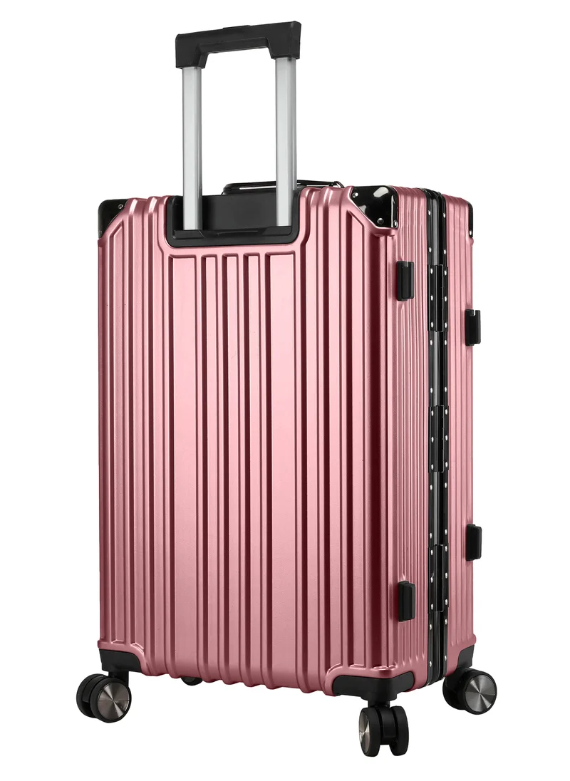 CABINPRO Lightweight Aluminum Frame Fashion Luggage Trolley Polycarbonate Hard Case Large Checked Luggage Suitcase with 4 Quite 360 Degree Double Spinner Wheels CP001 Rose Gold
