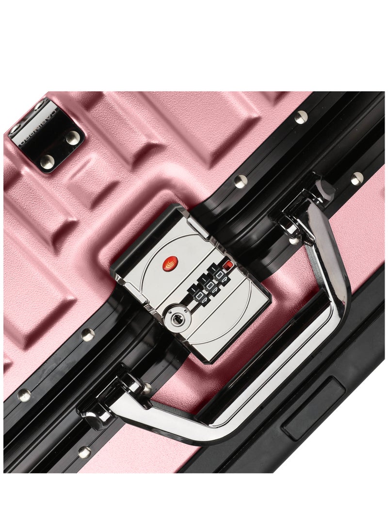 CABINPRO Lightweight Aluminum Frame Fashion Luggage Trolley Polycarbonate Hard Case Large Checked Luggage Suitcase with 4 Quite 360 Degree Double Spinner Wheels CP001 Rose Gold  - Image 5