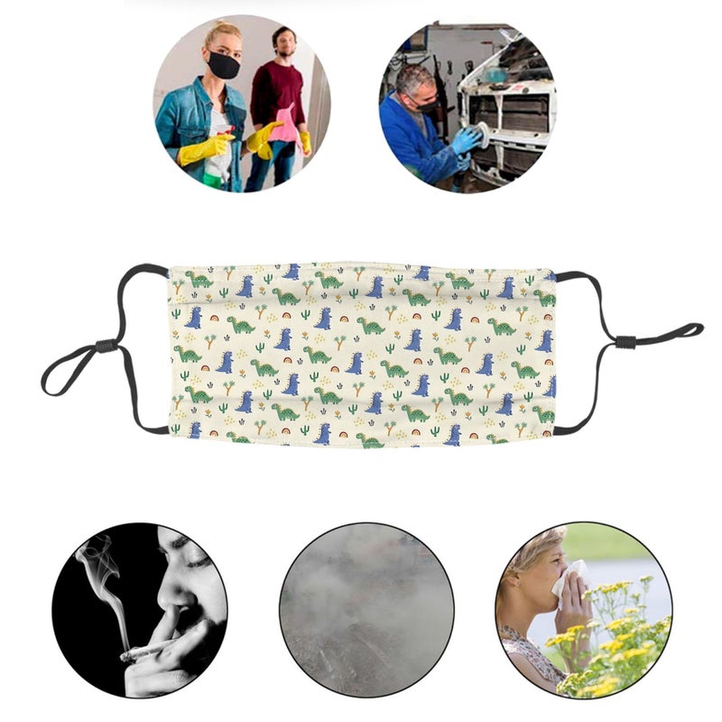 Unisex Multicolor One Size Cloth Mask Featuring Cute Dinosaur Design for City Travel and Everyday Wear - Image 5