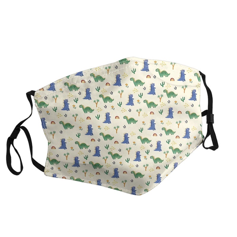 Unisex Multicolor One Size Cloth Mask Featuring Cute Dinosaur Design for City Travel and Everyday Wear - Image 1