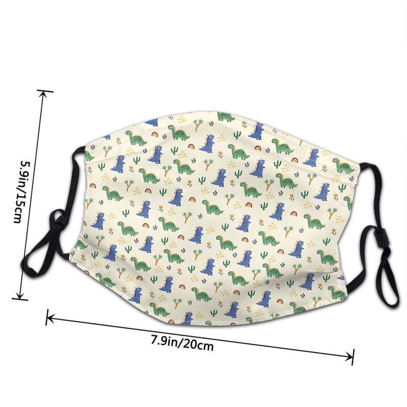 Unisex Multicolor One Size Cloth Mask Featuring Cute Dinosaur Design for City Travel and Everyday Wear - Image 3