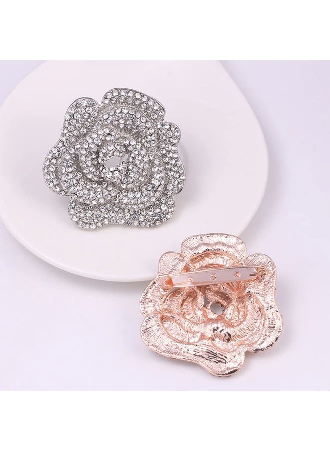 Dtja Rhinestone Rose Brooch Pin for Women Girls Fashion Crystal Big Blossom Flower Brooch Lapel Pins Elegant Dress Accessories Jewelry Boutonniere Corsage for Hat Bag Suit Tie Gift Wedding Holiday, Medium - Image 4