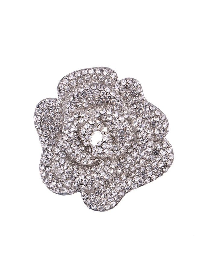 Dtja Rhinestone Rose Brooch Pin for Women Girls Fashion Crystal Big Blossom Flower Brooch Lapel Pins Elegant Dress Accessories Jewelry Boutonniere Corsage for Hat Bag Suit Tie Gift Wedding Holiday, Medium - Image 1