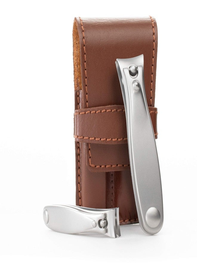 GERMANIKURE Nail Clippers Set in Brown Leather Case - Ethically Made in Solingen Germany, FINOX Stainless Steel Tools - Professional Quality Manicure & Pedicure Kit - Image 1
