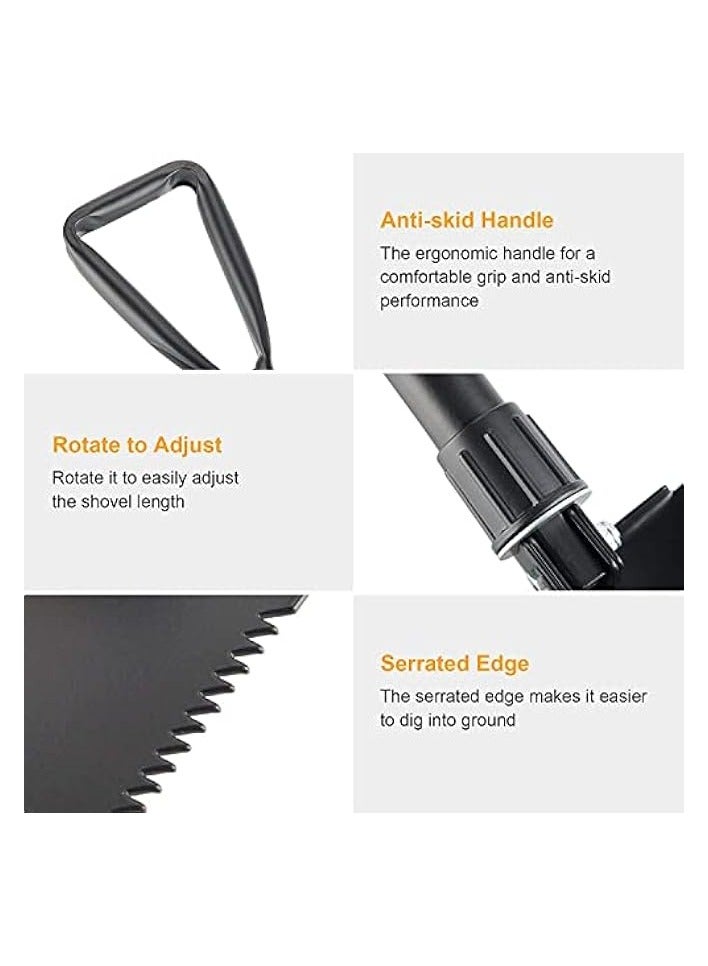 erorex Portable Folding Shovels, Collapsible Camping Shovel with Nylon Carrying Pouch and High Carbon Steel Handle, Compact and Multi-Functional Tool  - Image 3