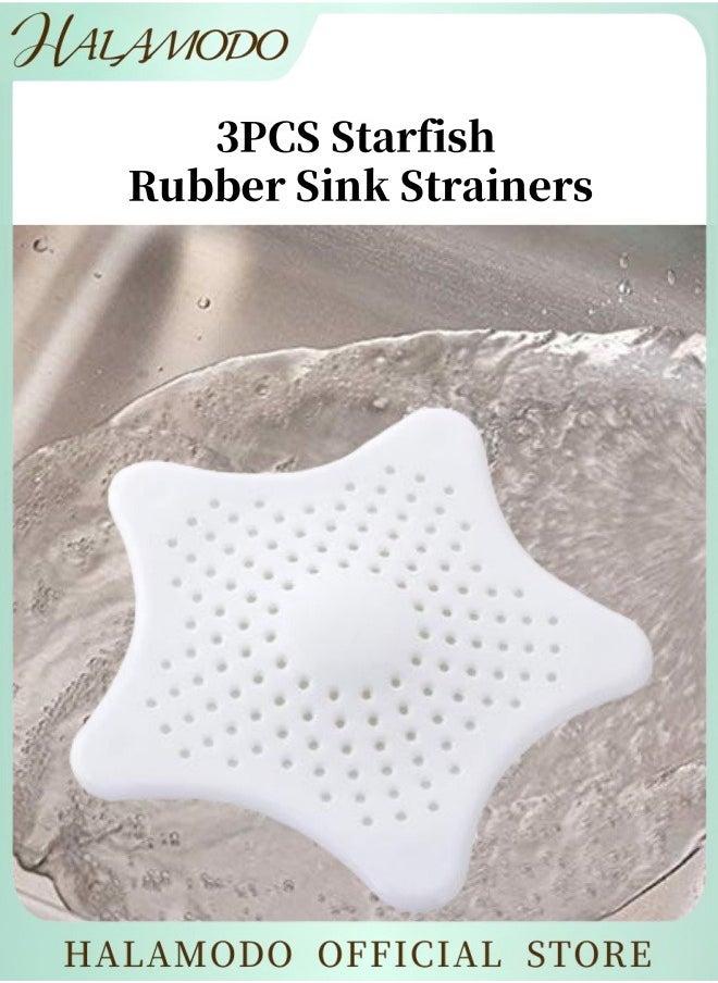 HALAMODO 3PCS Starfish Rubber Sink Strainers Kitchen Sink Strainer Stopper Silicone Drain Cover Bathroom Sink Drain Strainer for Kitchen Sink Bathtub  - Image 1