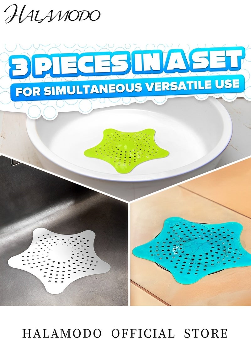 HALAMODO 3PCS Starfish Rubber Sink Strainers Kitchen Sink Strainer Stopper Silicone Drain Cover Bathroom Sink Drain Strainer for Kitchen Sink Bathtub  - Image 4