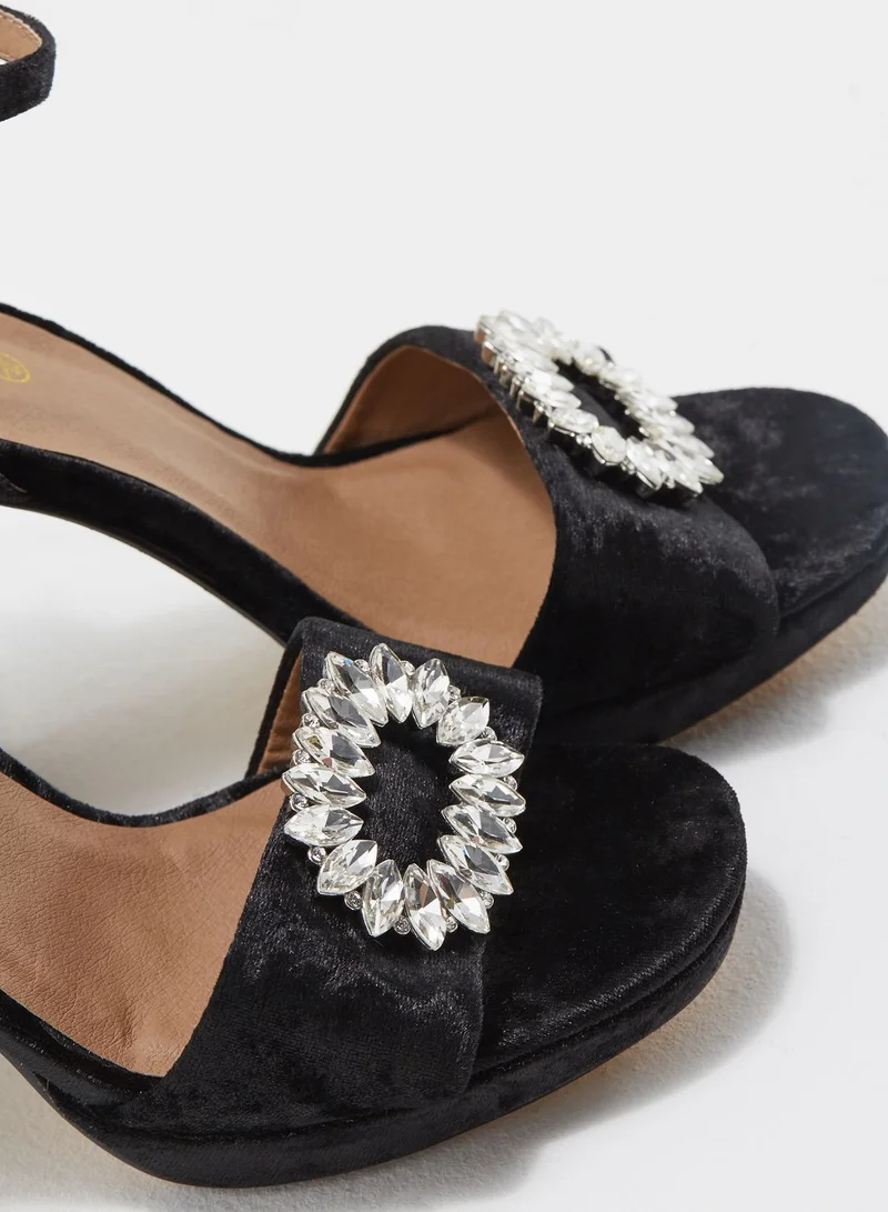 Truffle Velvet Block Heel
