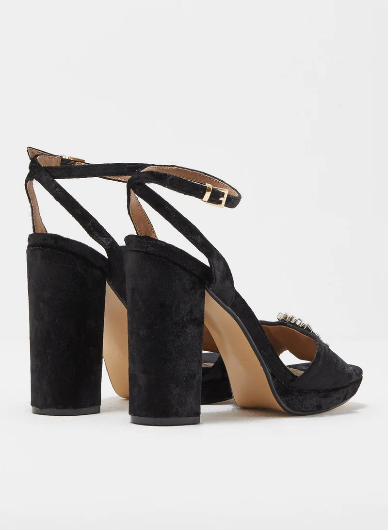 Truffle Velvet Block Heel