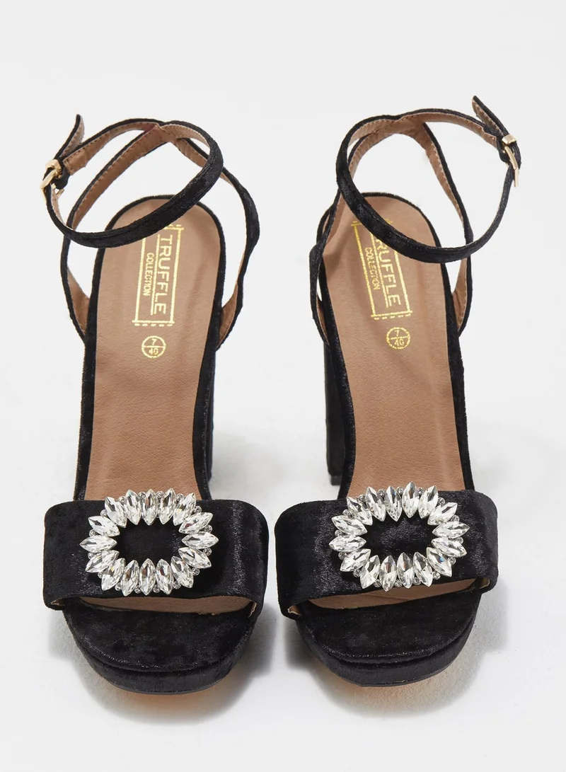 Truffle Velvet Block Heel