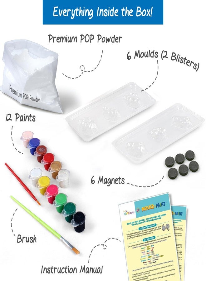 FIRSTCRY INTELLISKILLS مجموعة Intelliskills Premium DIY للقوالب والطلاء، اصنع نماذج حلويات ثلاثية الأبعاد مع 6 قوالب و12 لون طلاء و6 مغناطيسات، مجموعة طلاء للأطفال، مجموعة فنية للأطفال من عمر 5 سنوات فما فوق، هدية للأطفال، ألعاب تعليمية ممتعة (حلويات) - Image 3