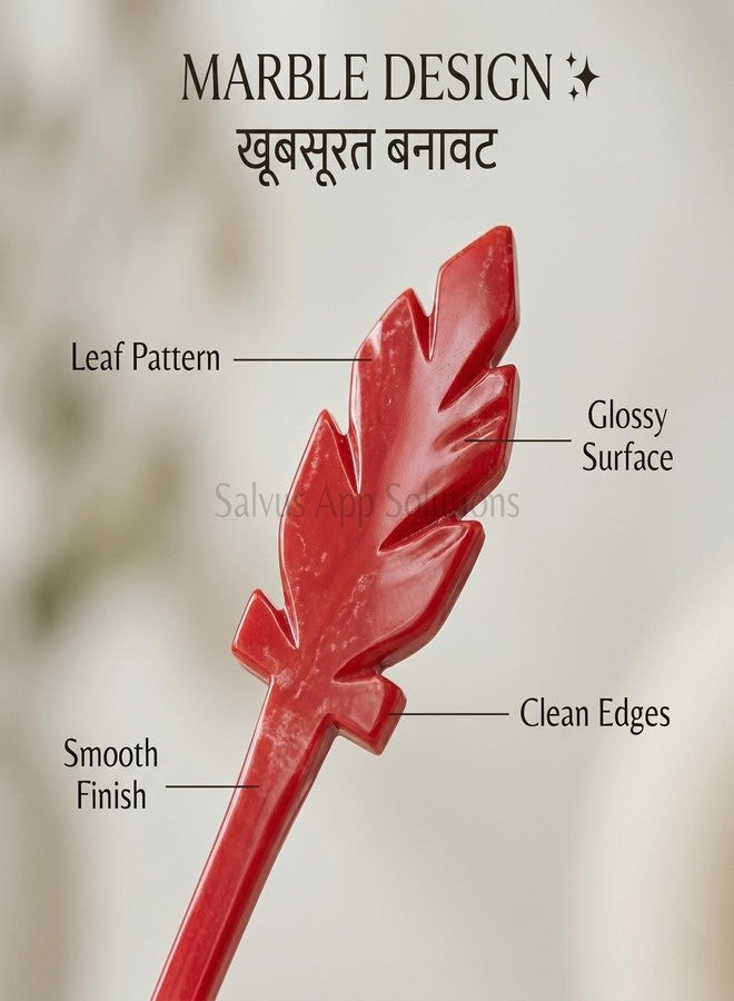 Salvus App SOLUTIONS Marble Handmade Pink Red Hair Stick/Juda Pin for Women & Girls (15 x 1.3 cm) - Image 4