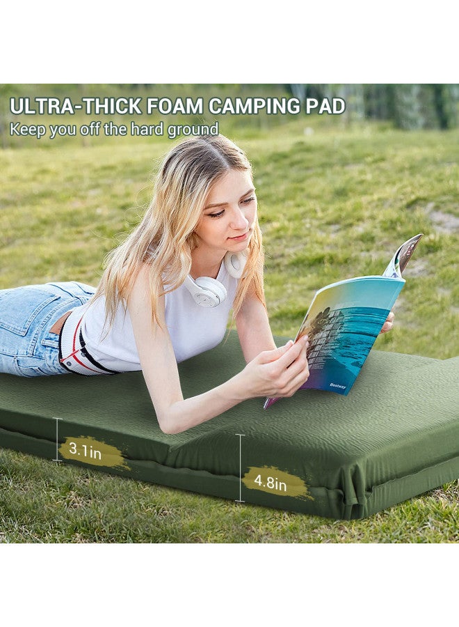 Elegear وسادة نوم ذاتية النفخ من إيليجير، 3.1" وسادة تخييم سميكة جداً من رغوة الذاكرة مع وسادة، تنفخ بسرعة في 20 ثانية، وسادة تخييم معزولة، وسادة نوم للتخييم/السفر/السيارة/الخيمة - Image 3