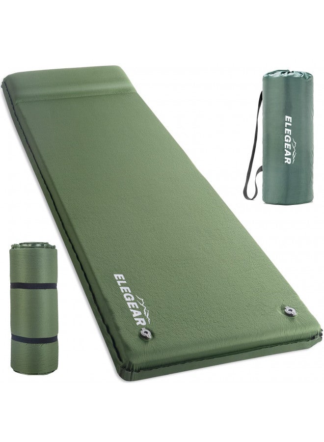 Elegear وسادة نوم ذاتية النفخ من إيليجير، 3.1" وسادة تخييم سميكة جداً من رغوة الذاكرة مع وسادة، تنفخ بسرعة في 20 ثانية، وسادة تخييم معزولة، وسادة نوم للتخييم/السفر/السيارة/الخيمة - Image 1