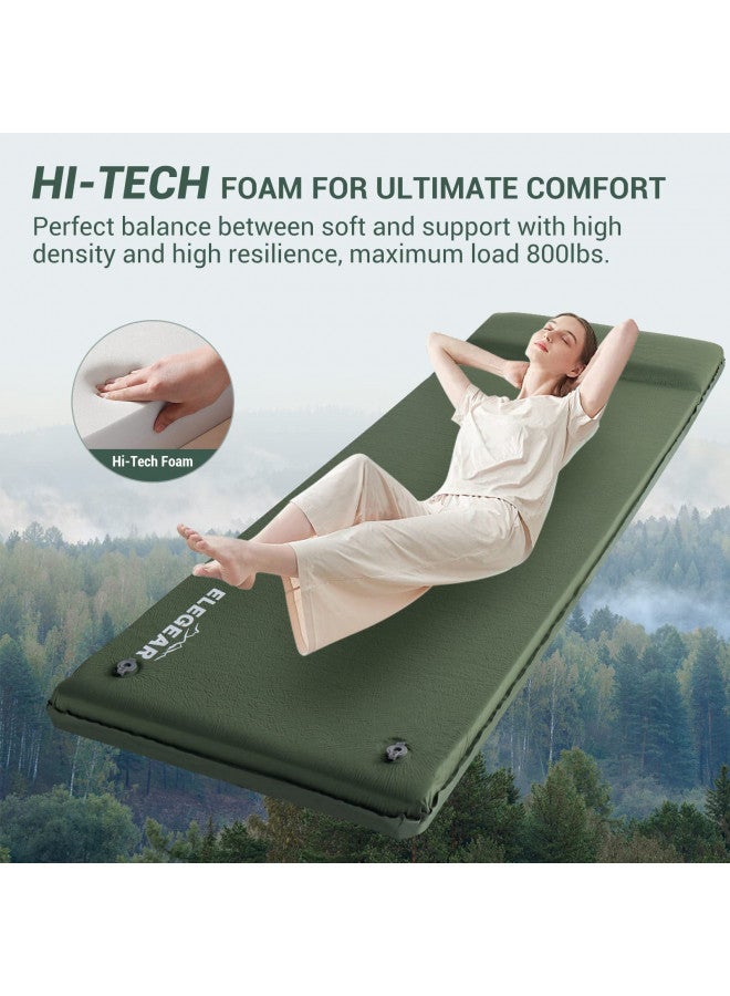 Elegear وسادة نوم ذاتية النفخ من إيليجير، 3.1" وسادة تخييم سميكة جداً من رغوة الذاكرة مع وسادة، تنفخ بسرعة في 20 ثانية، وسادة تخييم معزولة، وسادة نوم للتخييم/السفر/السيارة/الخيمة - Image 2