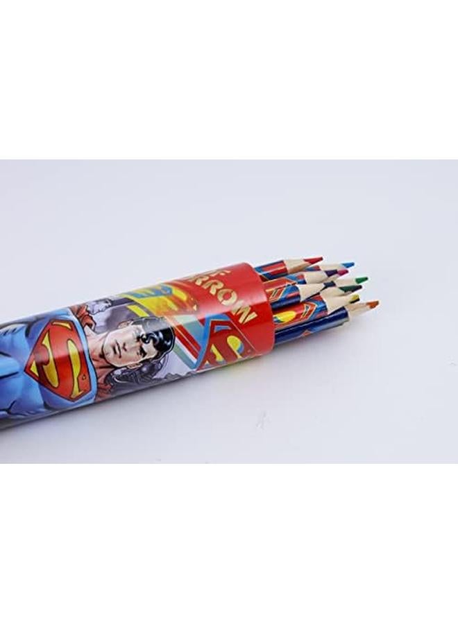 Warner Bros. Superman Man Of Tomorrow Coloring Pencils 12 Pieces Tin Tube - Image 3