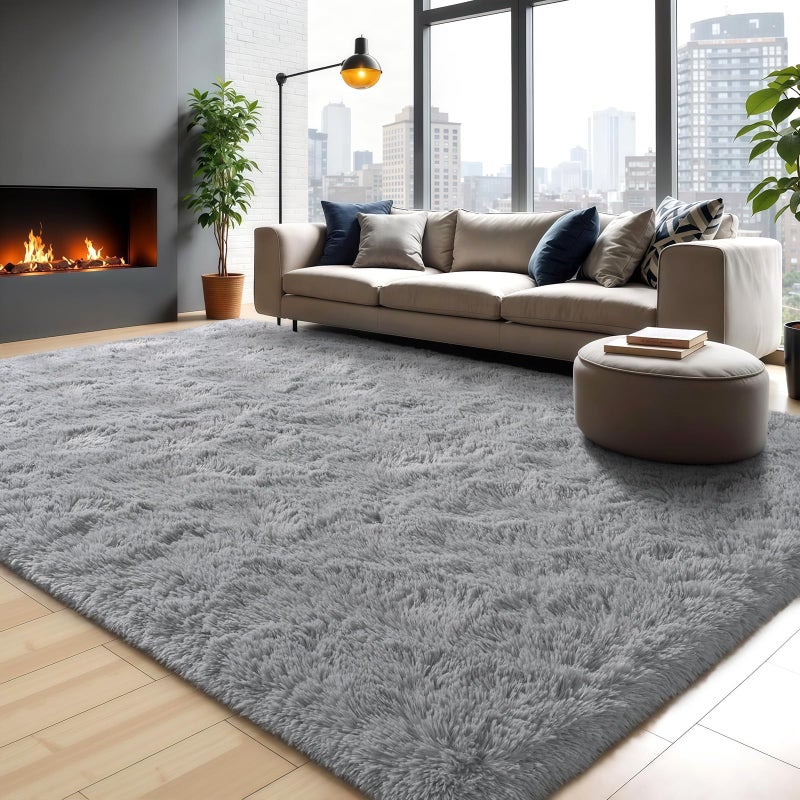 Zentavio Area Rugs for Living Room Grey Rugs for Bedroom Large 6x9 Carpet Fluffy Furry Soft Shag Aesthetic Plush High Pile Gray Throw Rug for Nursery Kids Room Dorm - Image 5