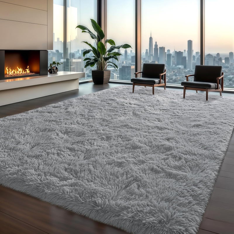 Zentavio Area Rugs for Living Room Grey Rugs for Bedroom Large 6x9 Carpet Fluffy Furry Soft Shag Aesthetic Plush High Pile Gray Throw Rug for Nursery Kids Room Dorm - Image 1