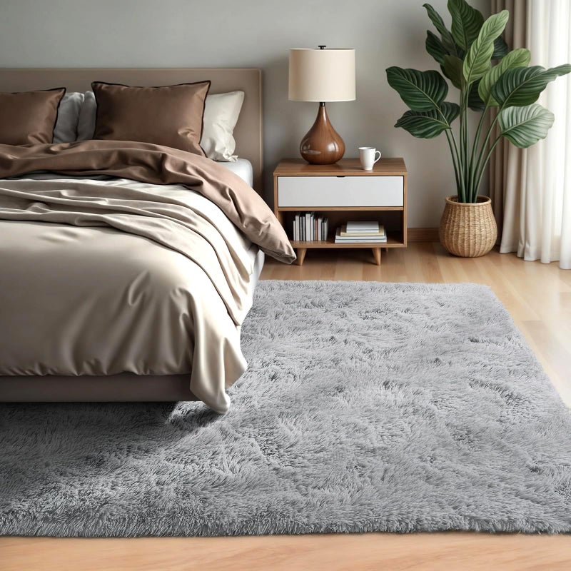 Zentavio Area Rugs for Living Room Grey Rugs for Bedroom Large 6x9 Carpet Fluffy Furry Soft Shag Aesthetic Plush High Pile Gray Throw Rug for Nursery Kids Room Dorm - Image 4