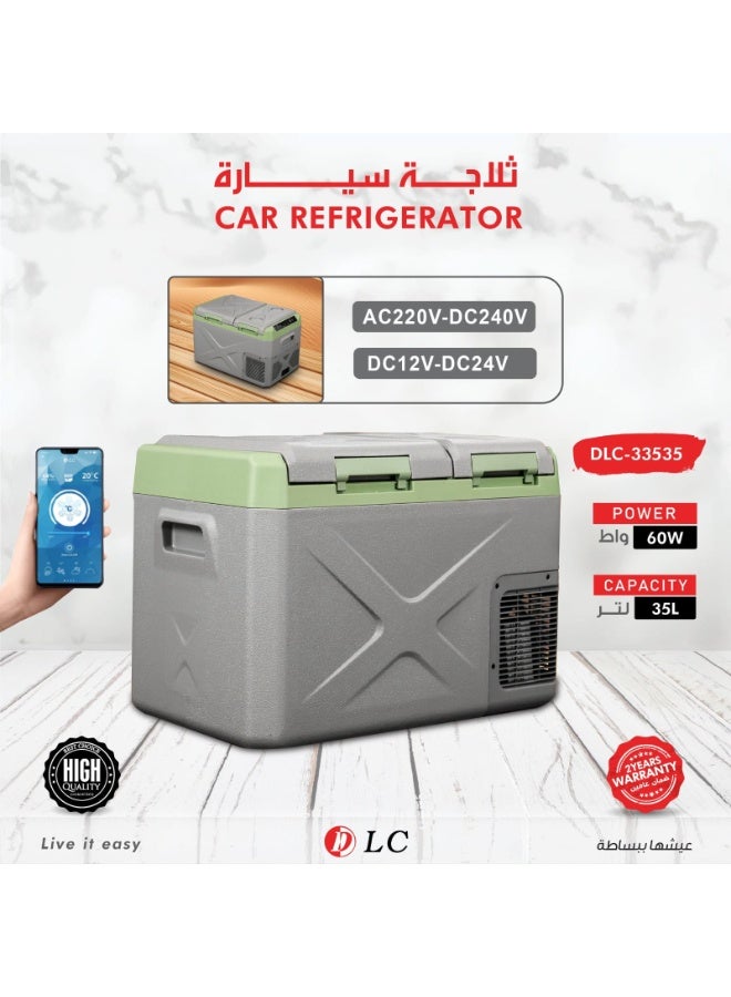 LC Car Refrigerator – DLC-33535 (Green/Grey) - Image 1