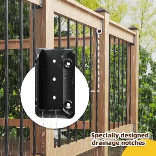 TOSCOCO 30 Pcs Deck Railing Bracket Connectors for 2"×4“ (Actually 1.5”x3.5“) Wood Post to Handrail Connection, Railing Connectors with 210 Pcs Galvanized Black Screws for Wooden Stair Fence Railings - Image 5
