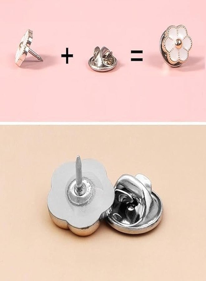 SQLemo 20 Pcs Enamel Brooch Pins for Women | Stylish Button Cover Safety Pins | Instant Button for Shirts, Dresses, Jeans & Coats | Decorative Modesty Brooch Pins (Black & White Designs) - Image 5