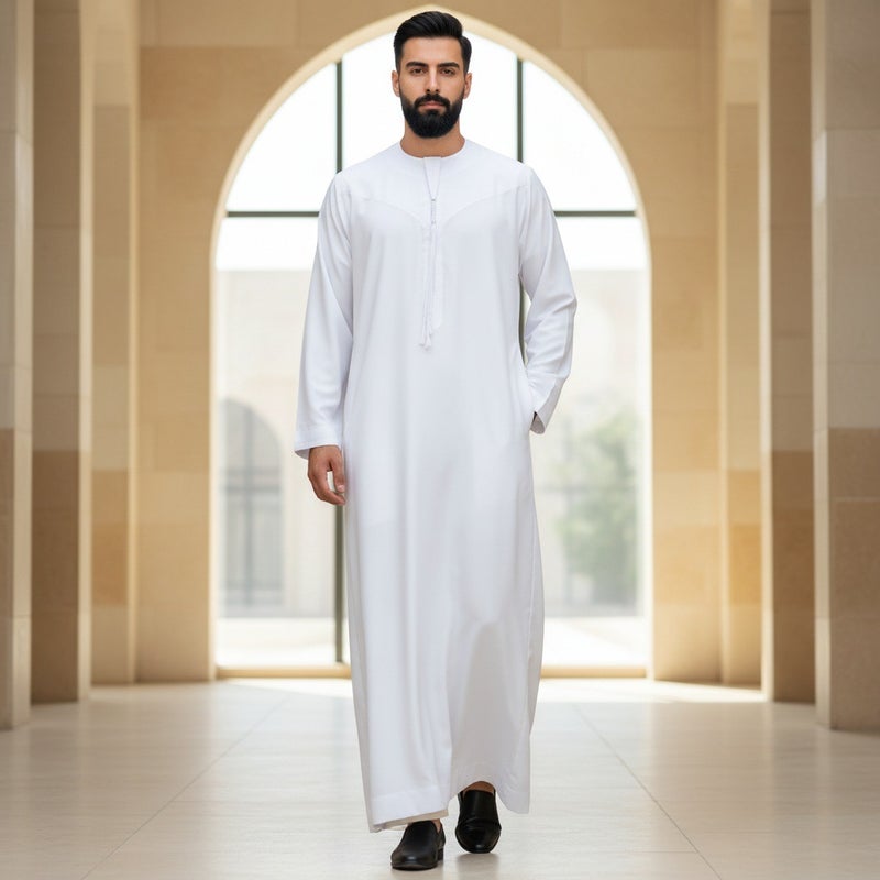 FZ010 نمط أساسي جديد الرجال ثوب الرقبة جولة كل المباراة ثوب طويل مع جيوب الرجال معطف متعدد الألوان - Image 1