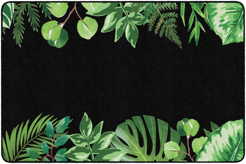 Flagship Carpets Flagship Carpets Schoolgirl Style Simply Boho Greenery Classroom Area Rug for Indoor Classroom Learning or Kid Bedroom Educational Play Mat 5x76 Black 