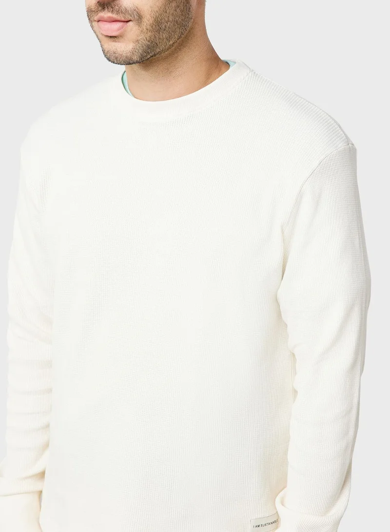 Namshi x Sustainable Waffle Knit Long Sleeve sweatshirt