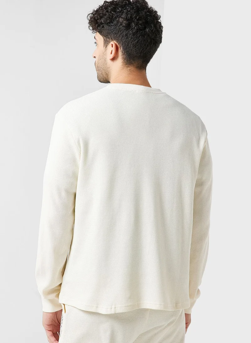 Namshi x Sustainable Waffle Knit Long Sleeve sweatshirt