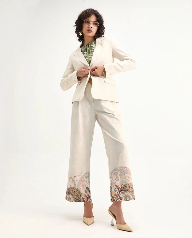 Rareism Women's Paisley Print Wide Leg Trouser